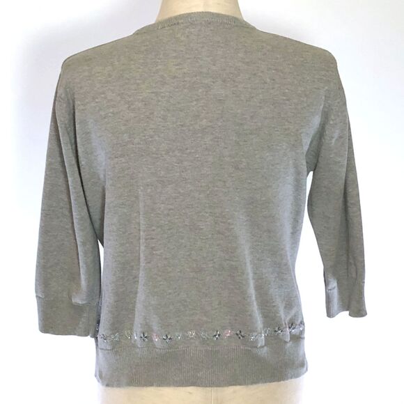 Old Navy Gray Embroidered Cardigan Sweater Medium - Picture 3 of 8